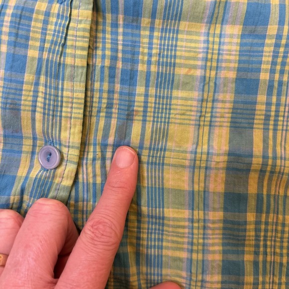 Melrose Women's Blue And Yellow Plaid Button Up Size M Vintage Y2K - Picture 7 of 16